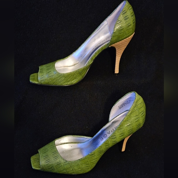 Rampage Marquis Green Peep-Toe Pumps-Size 8M - Picture 5 of 10